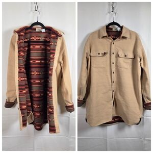 LL Bean Men's Flannel Shacket Aztec Blanket Lined Size XLT Tall Chore Barn Coat